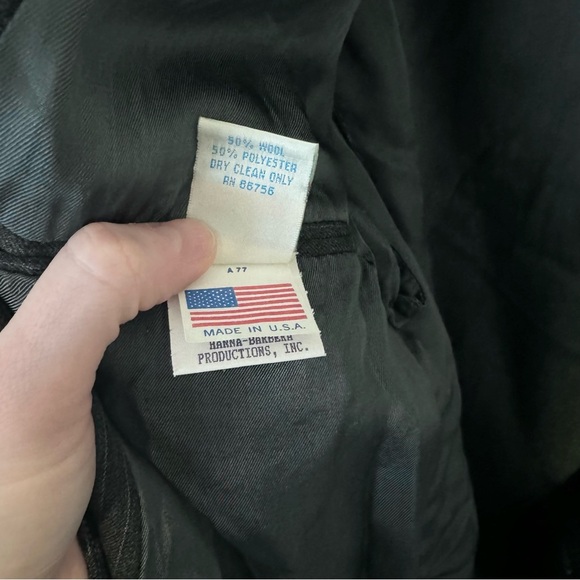 Vintage RARE 1994 TOO CUTE pinstripe Flintstones embroidered Oversized blazer - Picture 6 of 10